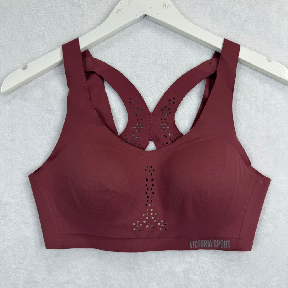 Victoria Sport Angel Max Sports Bra 34B Burgundy Red Laser Cut Maximum Support